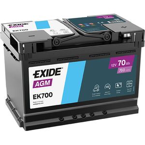 Exide 096 AGM Car Battery 70Ah AGM700 EK700